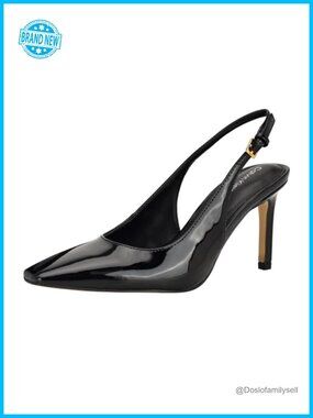 Faux Patent Leather Square Toe Stiletto Slingback Dress Pumps